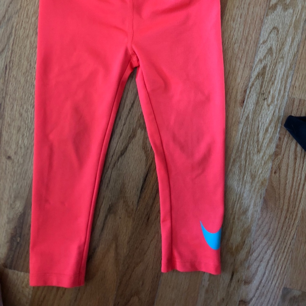 Nike size 3T Pink Leggings with Aqua Swoosh